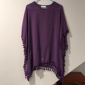 Purple coverup with tassels